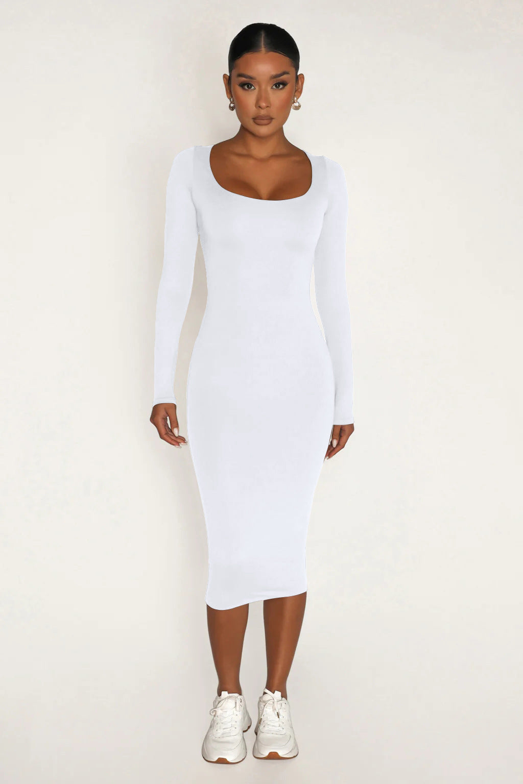 BamBam Women Sexy Long Sleeve Round Neck Bodycon Dress - BamBam Clothing