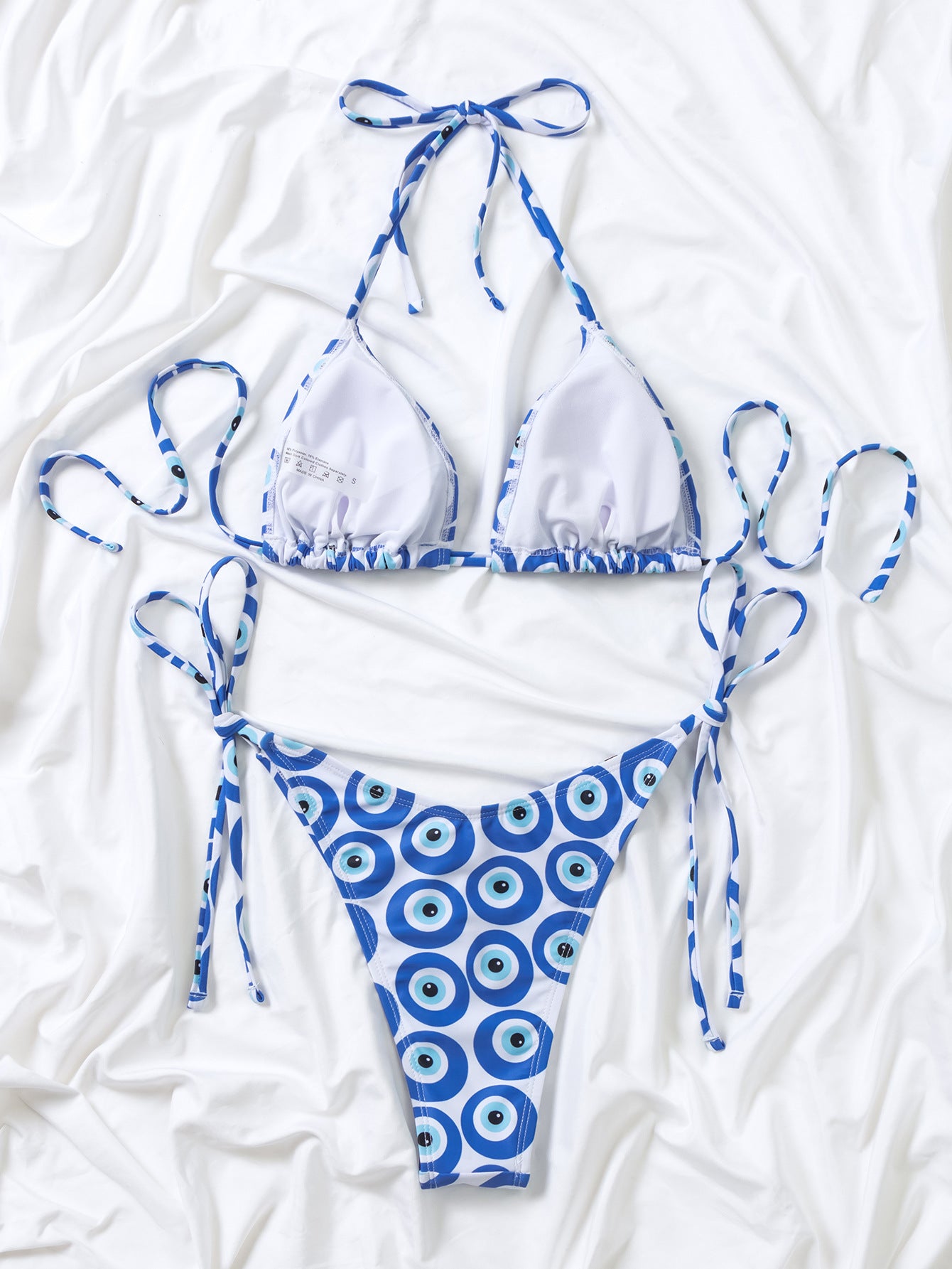 BamBam print tie triangle cup sexy Low Back bikini swimsuit - BamBam