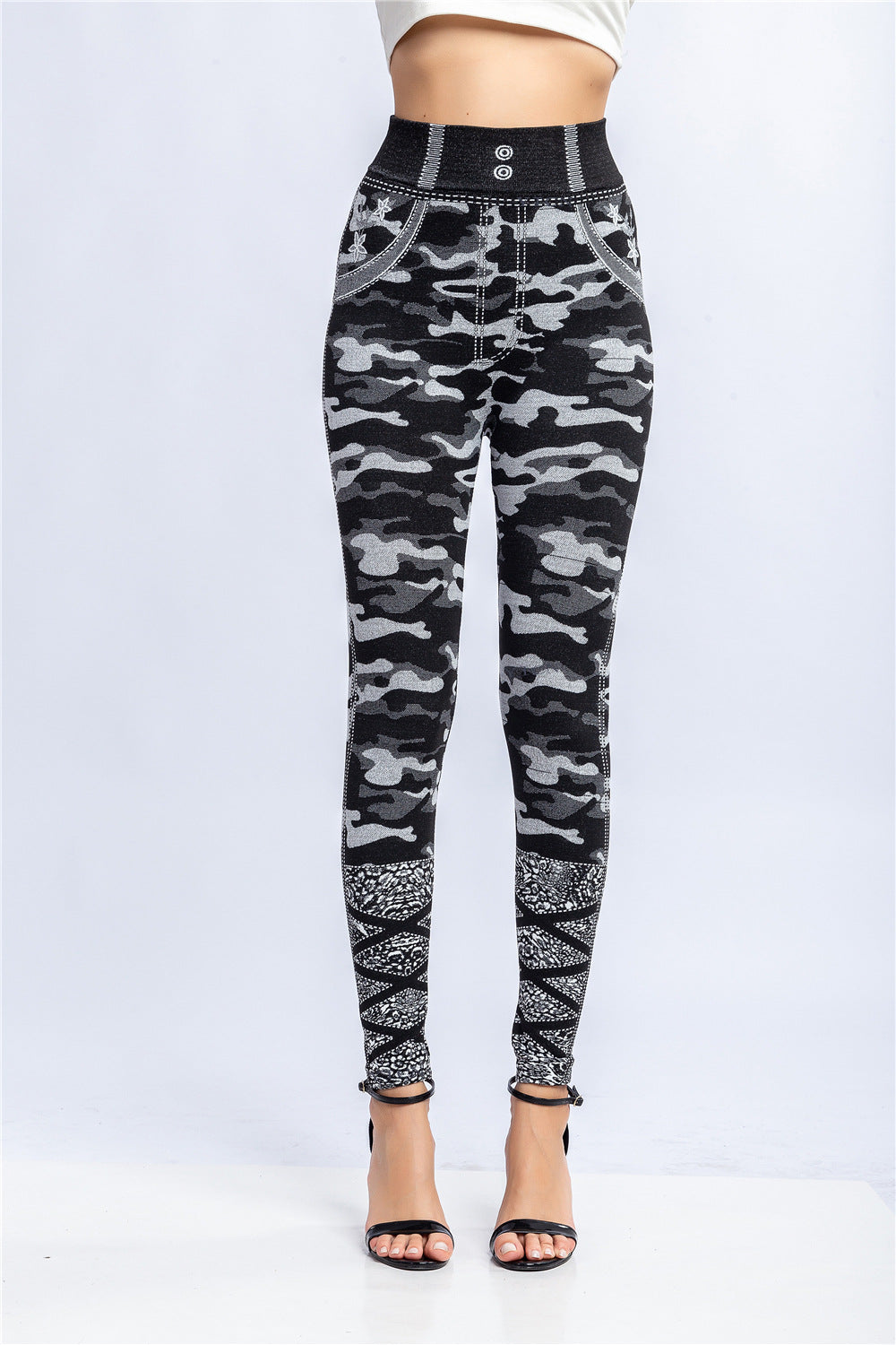 BamBam Women Sexy Camouflage Print Basic Legging - BamBam