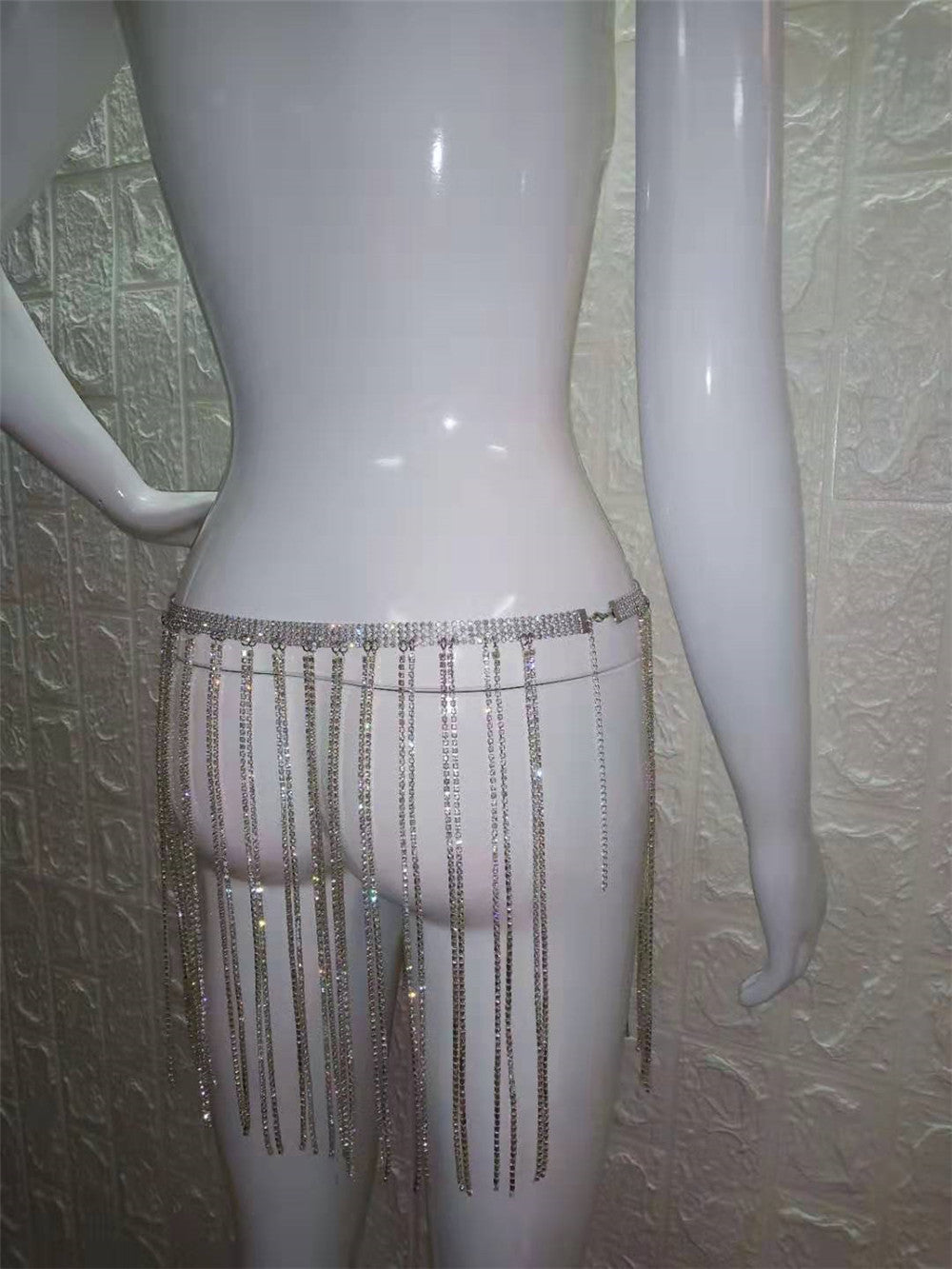 BamBam Women Rhinestone Summer Sparkling Tassel Skirt - BamBam