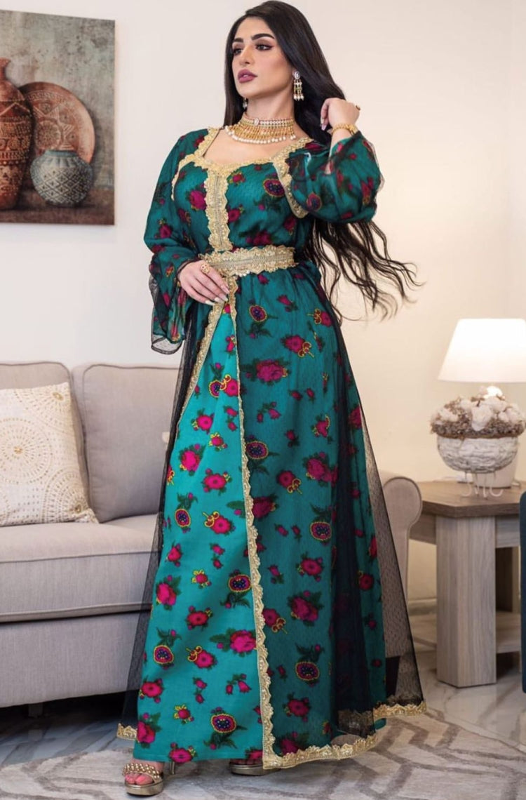 Arab Dubai Arab Middle East Turkey Morocco Islamic Clothing Floral Kaftan Abaya Muslim Dress