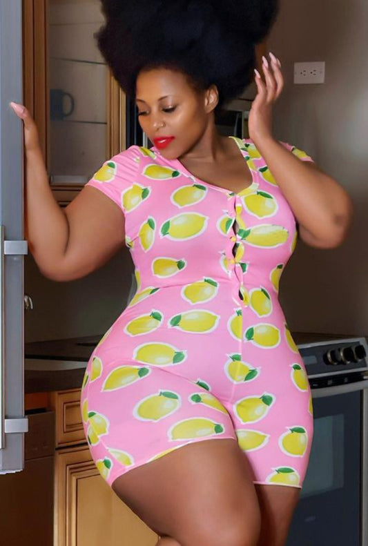 Summer Plus Size Cute Print Sexy Bodycon Rompers