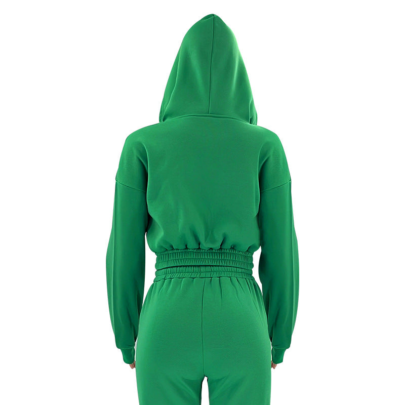 BamBam Women Autumn and Winter Zipper Hoodies and Pant Casual Sports Two-piece Set - BamBam