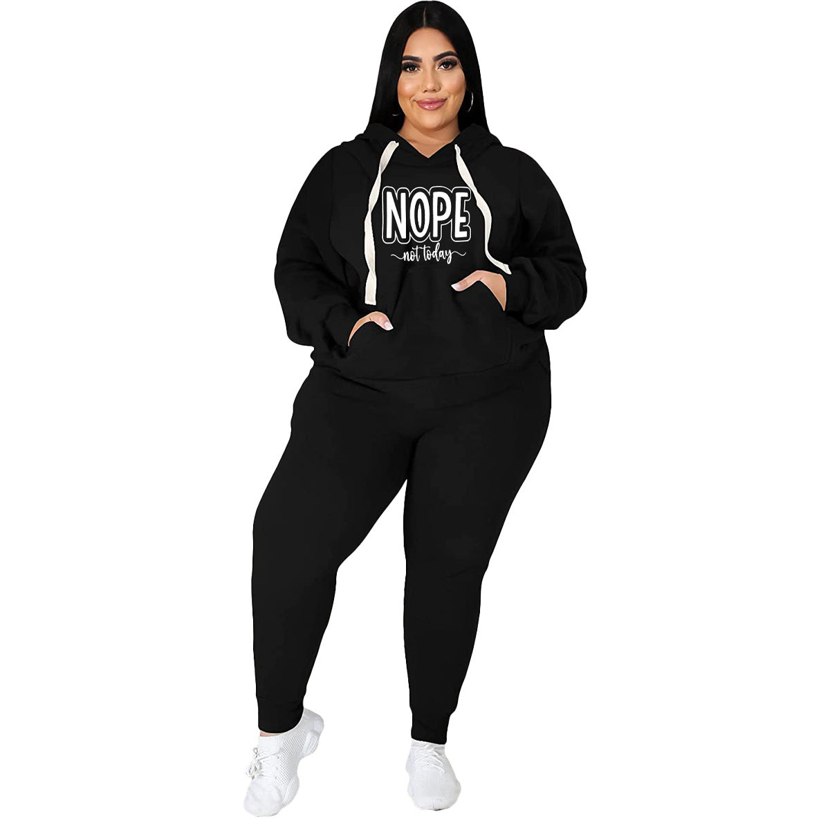 BamBam Plus Size Women's Sports Hoodies Casual Two-Piece Tracksuit Set - BamBam