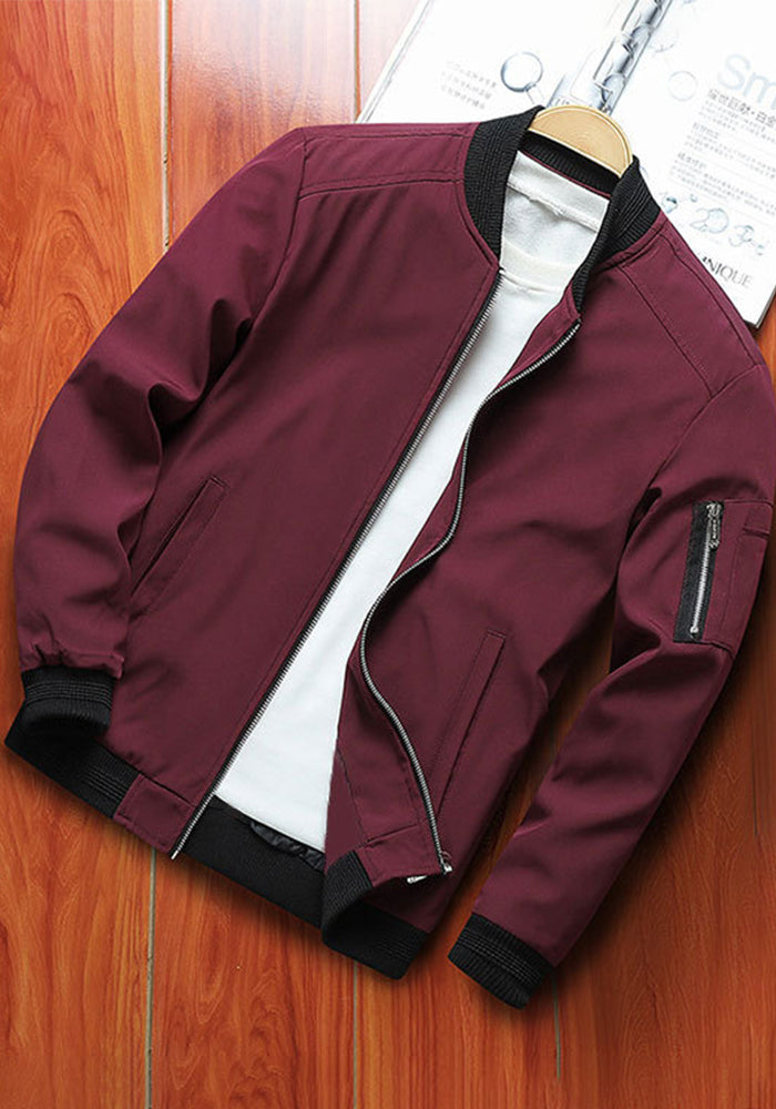 Men's Casual Zip Stand Collar Jacket