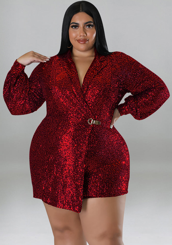 Plus Size Women's Sequin Cargo Rompers