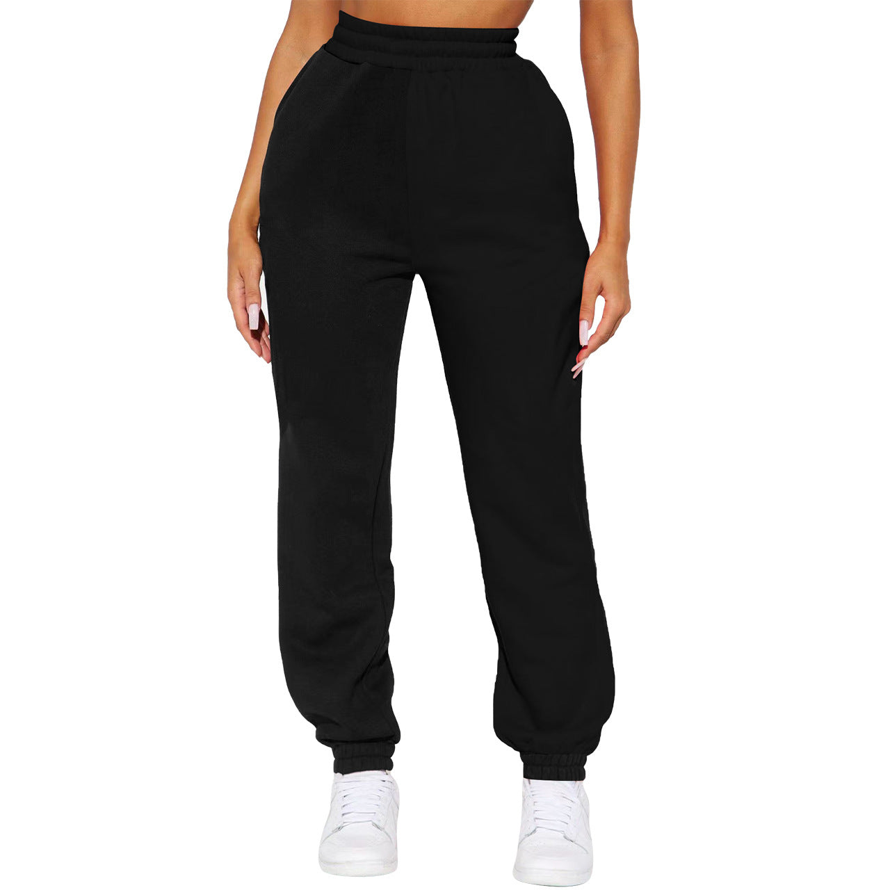 BamBam Women Casual Solid Zipper Hoodies and Pant Two-Piece Set - BamBam