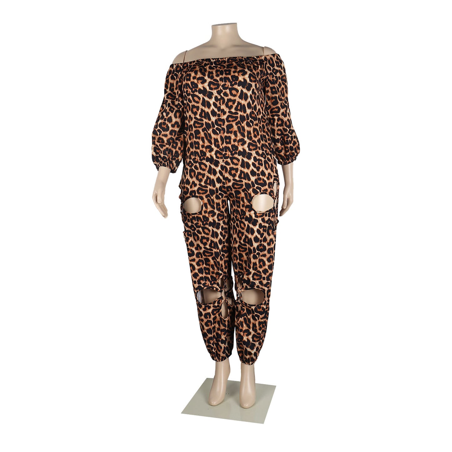 BamBam Sexy Slim Low Back Crochet Print Plus Size Jumpsuit - BamBam Clothing