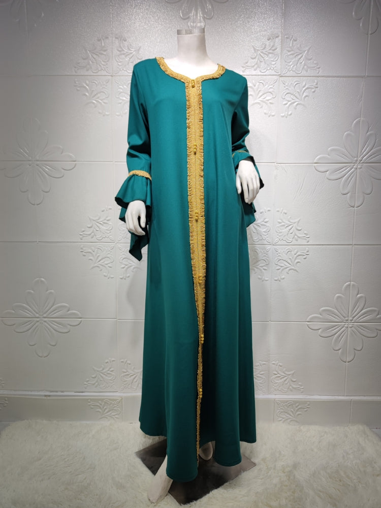 BamBam Arab Dubai Arab Middle East Turkey Morocco Islamic Clothing Kaftan Abaya Embroided Muslim Dress - BamBam