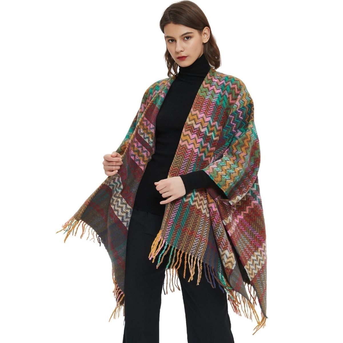 BamBam Women shawl blanket ethnic style cloak coat cloak scarf - BamBam Clothing