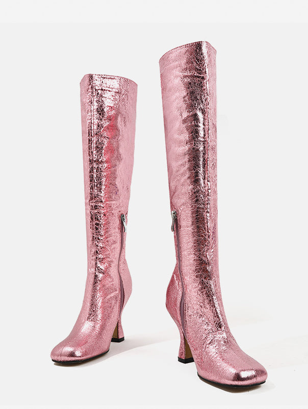 BamBam Winter High Boots For Women Stiletto Heels Square Toe Long Boots For Women - BamBam