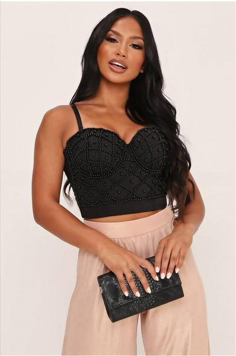 BamBam Party Sexy Beaded Strap Crop Top - BamBam