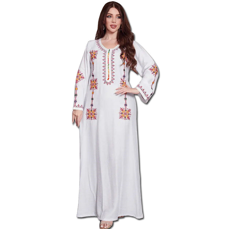 BamBam Muslim Women's Abaya Embroidered Abaya Dress Dubai Long Dress - BamBam