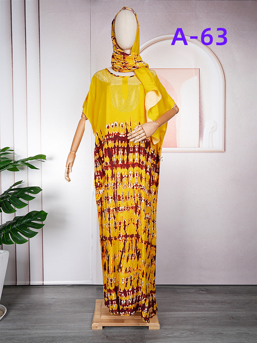 BamBam Muslim Plus Size African Women Dress with Hijab - BamBam