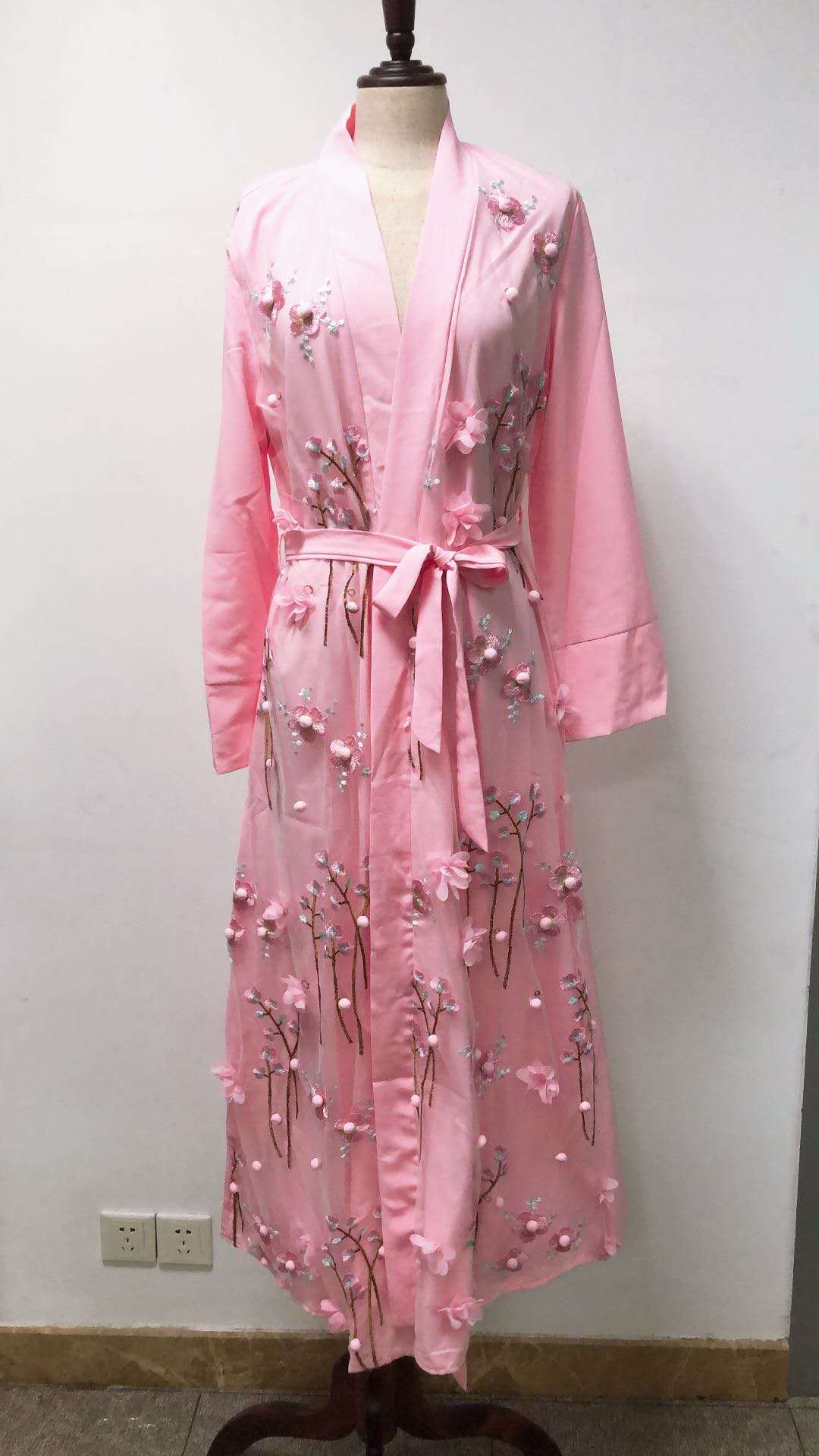 BamBam Ladies Embroidered Cardigan Muslim Arabic Robe - BamBam