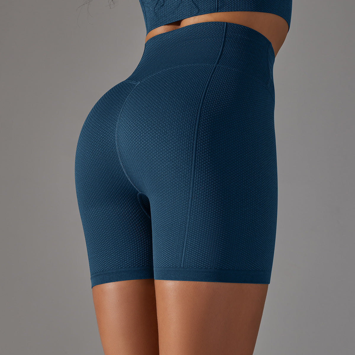 BamBam Seamless Solid Color Jacquard High Waist Tummy Control Butt Lift Yoga Shorts Sports Running Fitness Pants Women - BamBam