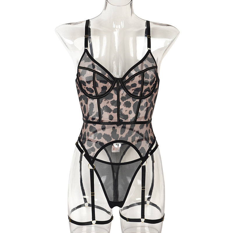 BamBam Women Fashion Leopard Print Sexy Lingerie Set - BamBam