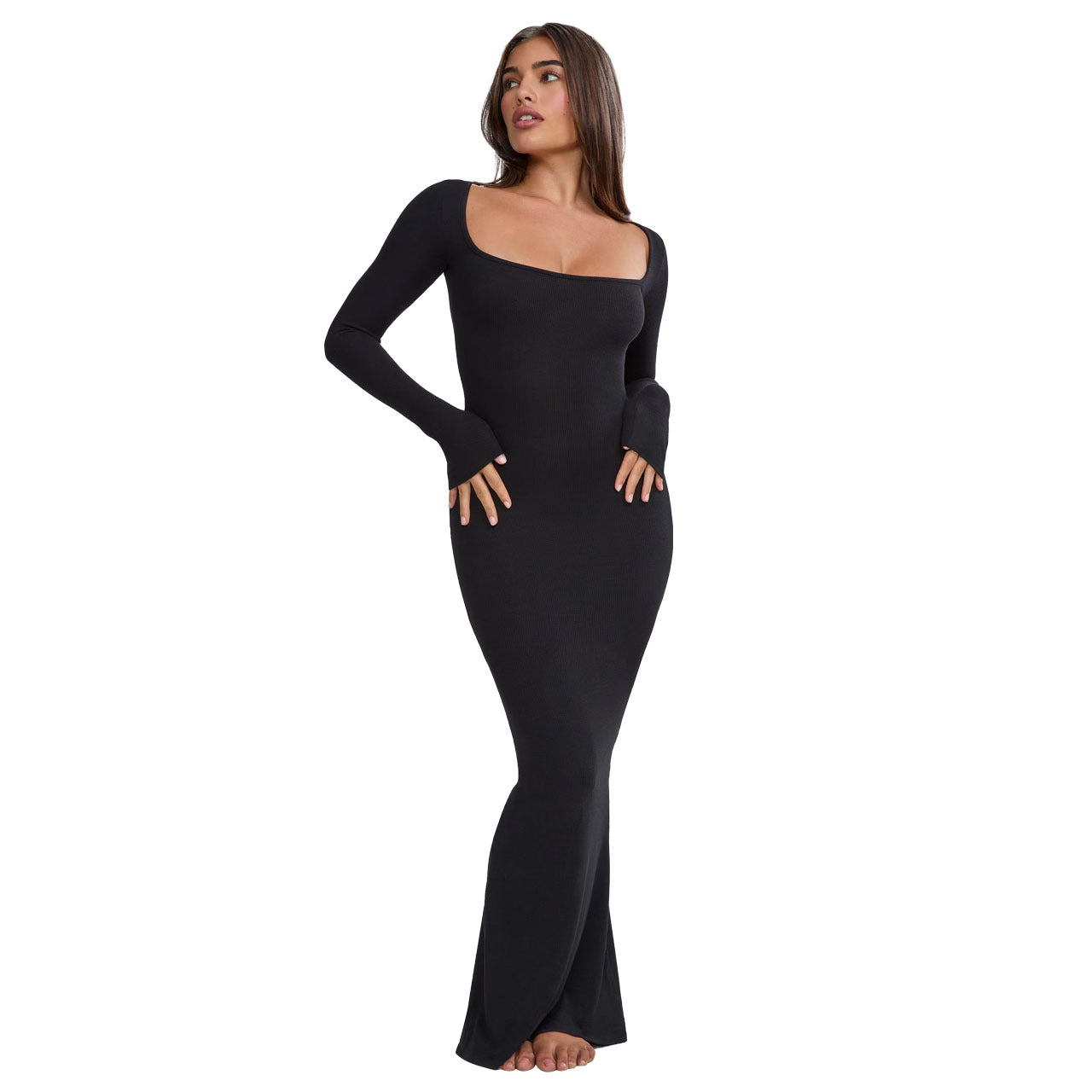 BamBam Women Long Sleeve Ribbed Dress - BamBam