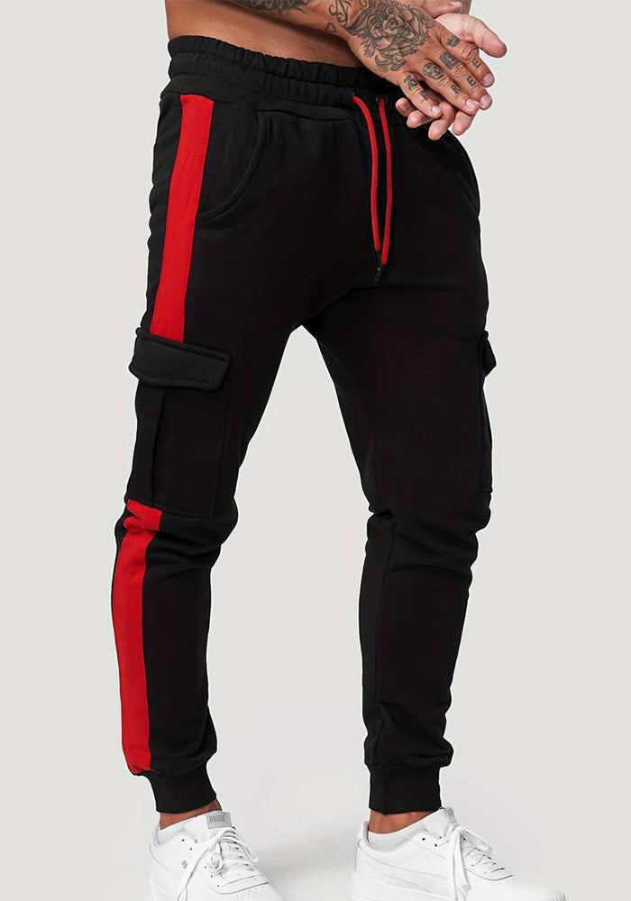 Men's Sports Casual Pocket Fleece Color Blocked Sweatpants