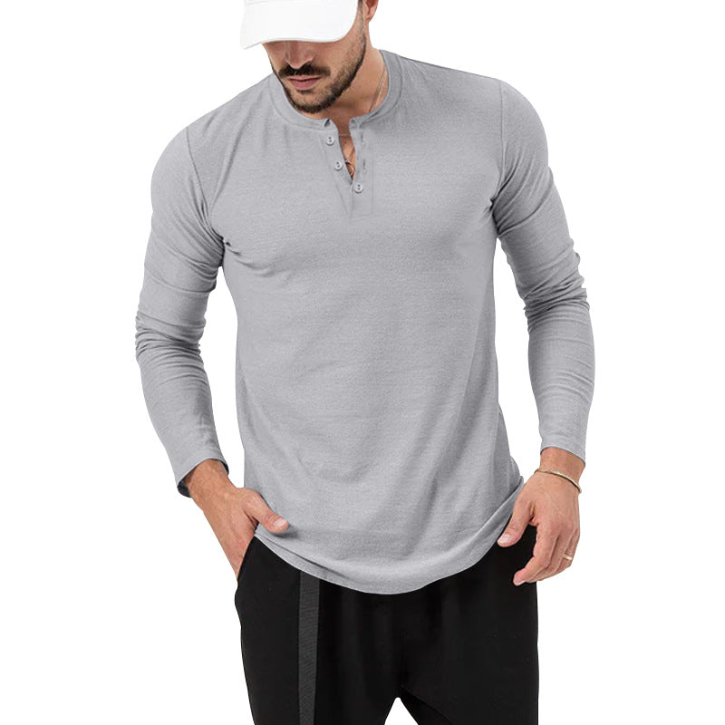 BamBam Men's Fall Round Neck Long Sleeve T-Shirt Loose Pullover Casual Long Sleeve Men's T-Shirt - BamBam