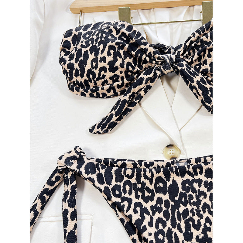 BamBam Women Bikini Leopard Print Knotted swimwear Two Pieces - BamBam