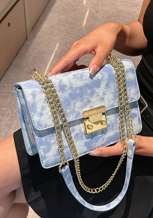 Stone pattern chain women Summer style one-shoulder small square bag