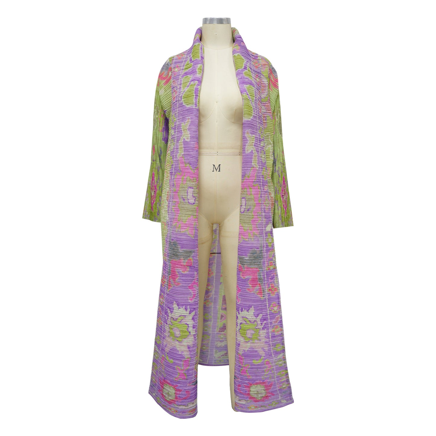 BamBam Pleated Printed Plus Size Windbreaker Long Coat For Women - BamBam