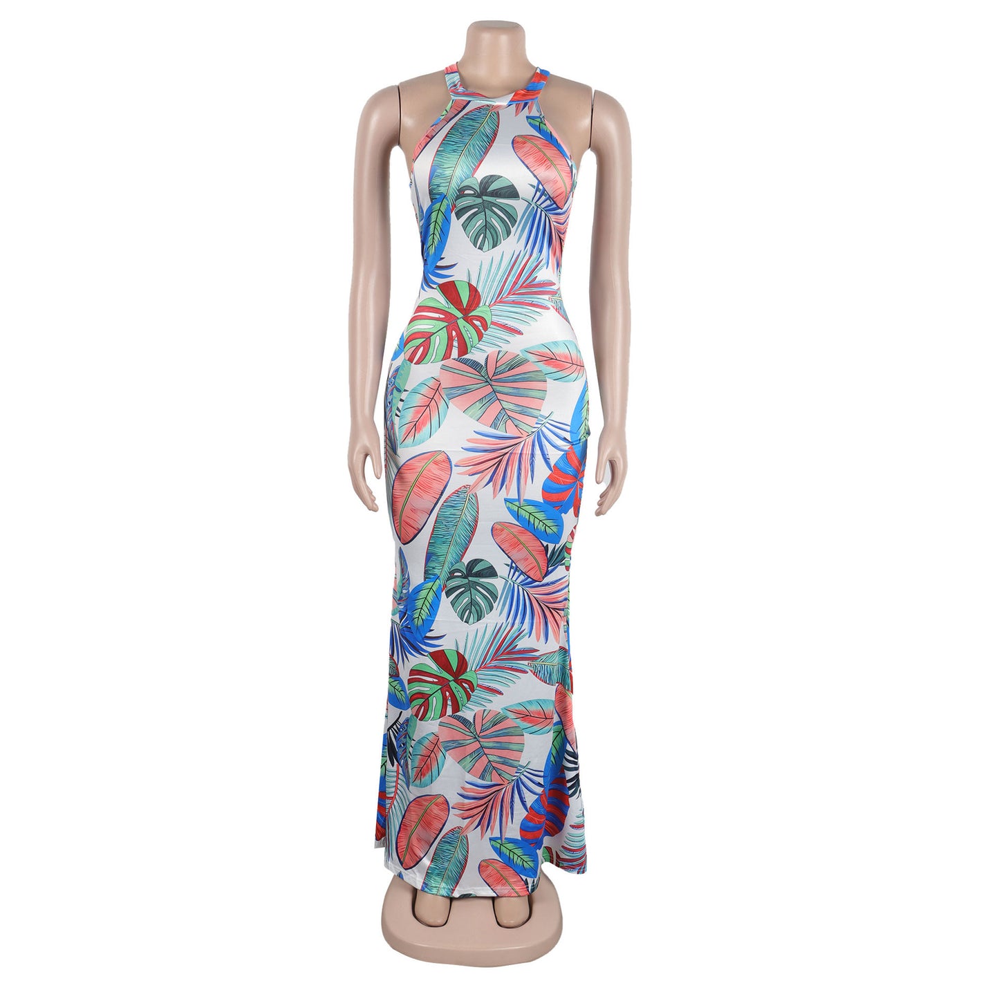 BamBam Women Sexy Printed Sleeveless Cutout Round Neck Bodycon Dress - BamBam Clothing