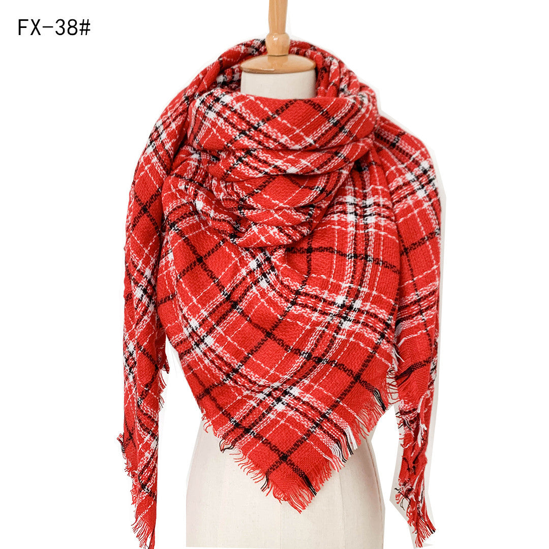 BamBam Autumn and winter imitation cashmere plaid square scarf scarf shawl - BamBam