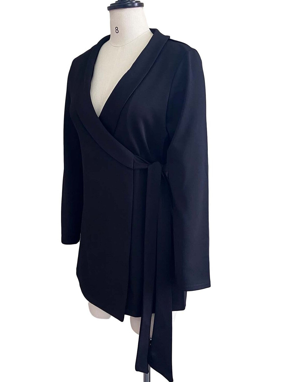 BamBam Fall Professional Black Long Sleeve Knotted Blazer Dress - BamBam