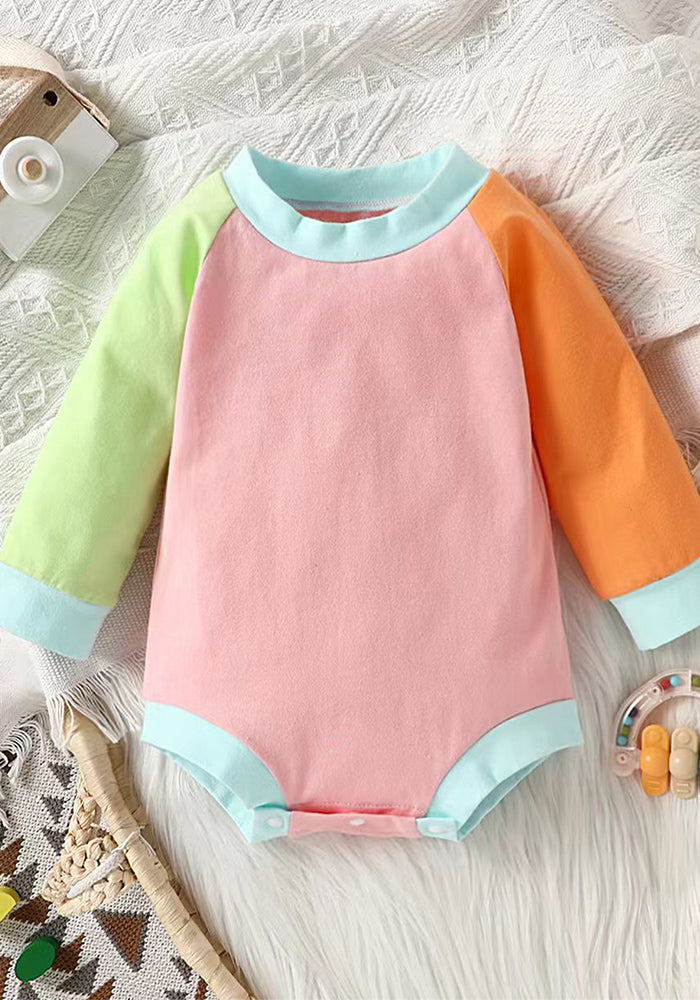 Baby Girl long sleeve color block romper