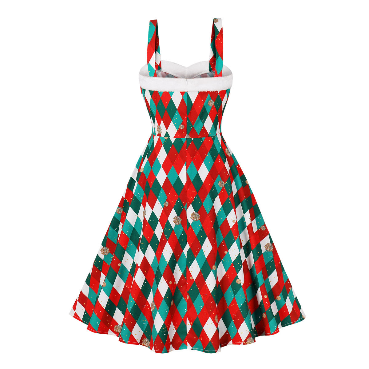 BamBam Christmas Women Printed Sleeveless Camisole Backless Dress - BamBam