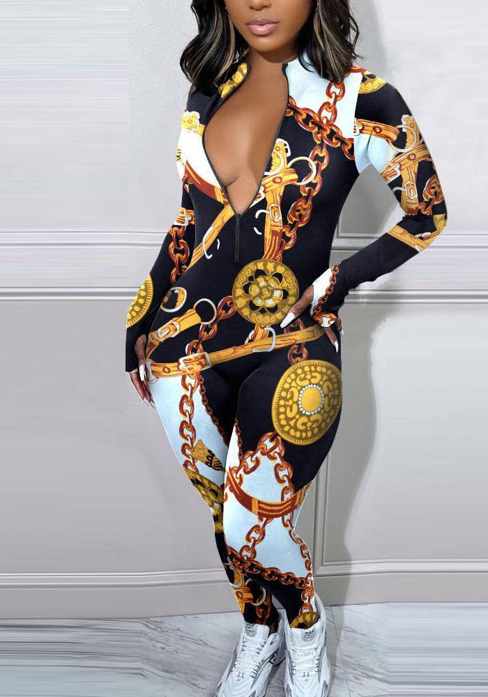 Sexy Slim Print Jumpsuit