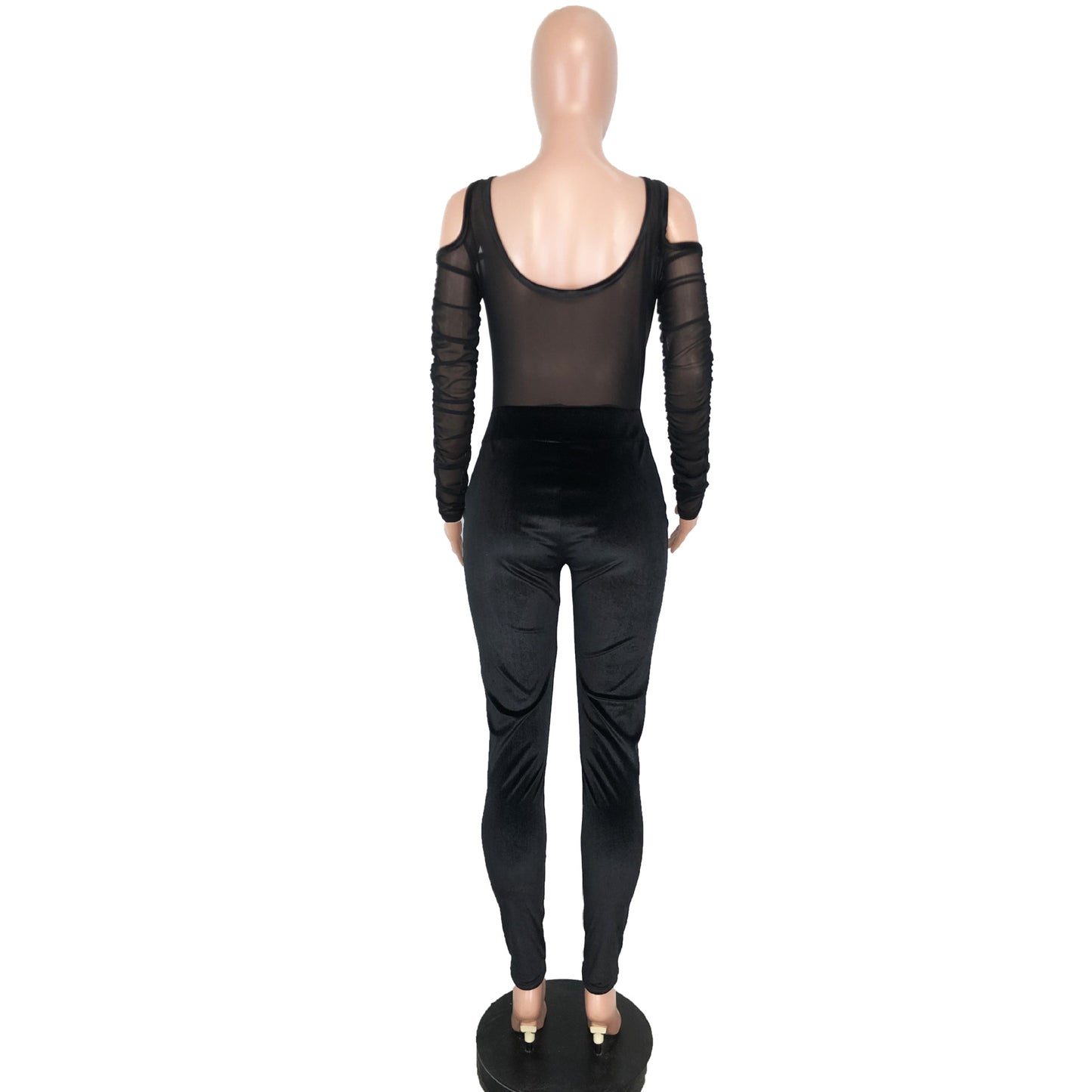 BamBam Sexy Mesh Velvet Patchwork Jumpsuit - BamBam Clothing