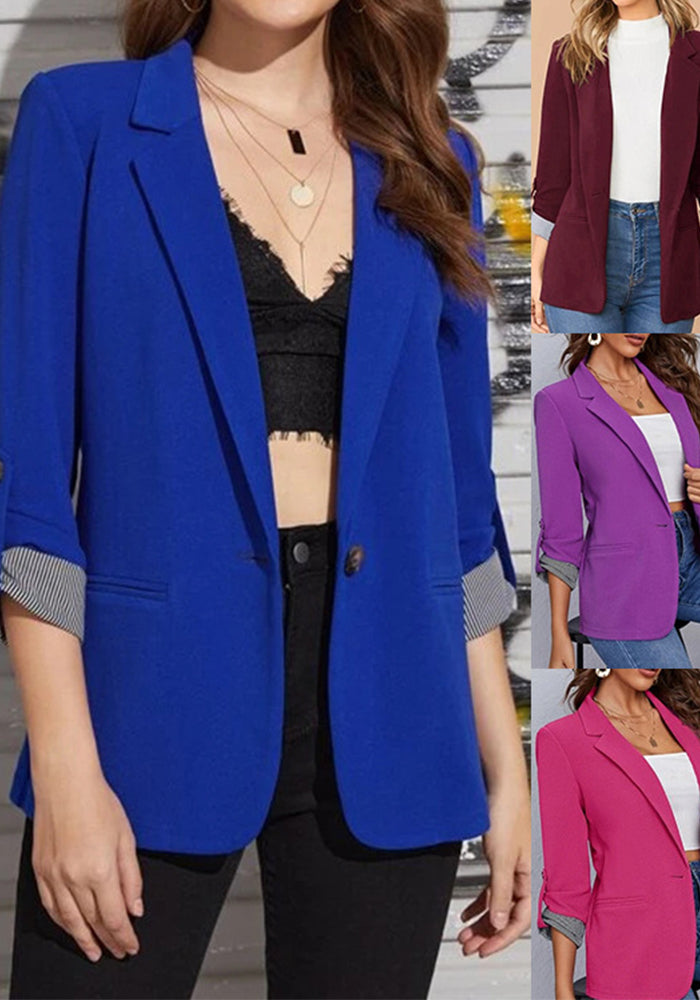 Autumn And Winter Fashion Patchwork Turndown Collar Slim Chic Blazer