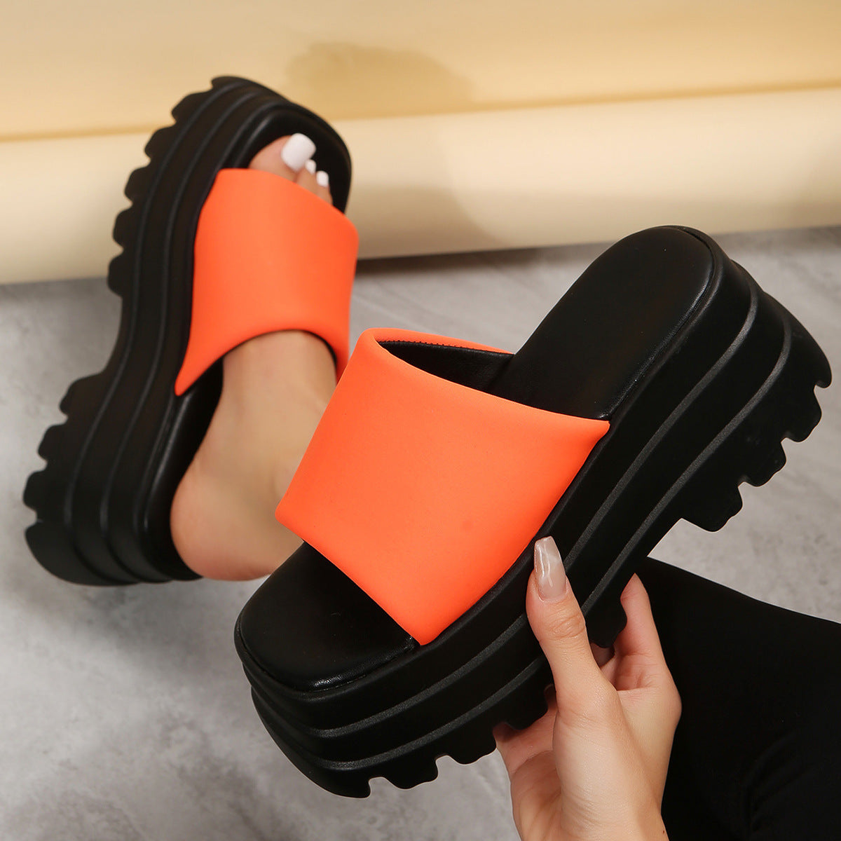 BamBam Summer Style Open Toe Wedge Sandals And Slippers Women's Platform Bottom Sandals Thick Bottom Slippers Outdoor - BamBam