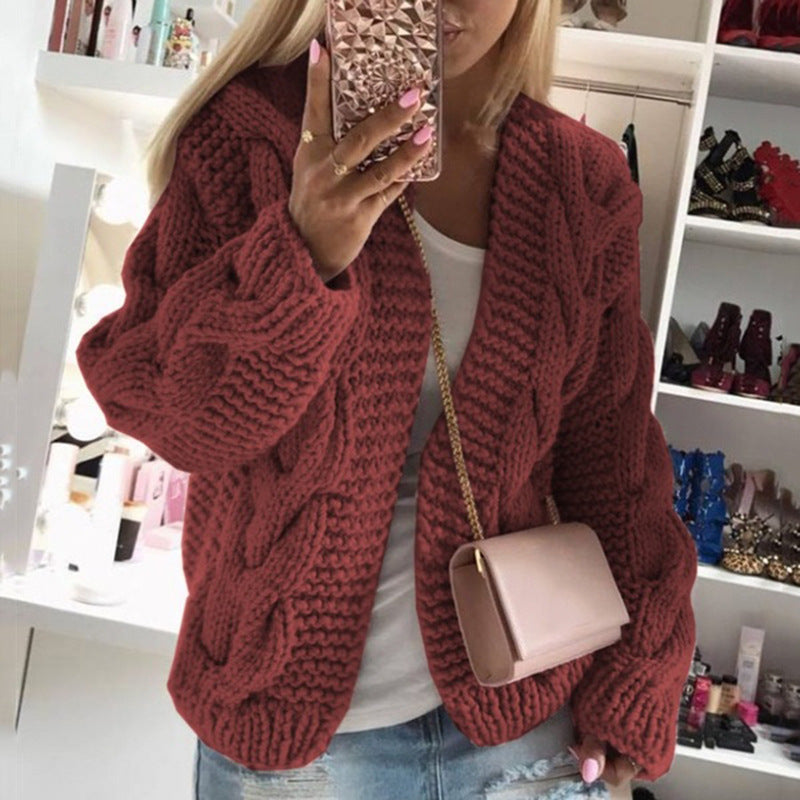 BamBam Autumn And Winter Sweaters Warm Knitting Cardigan Tops For Women - BamBam