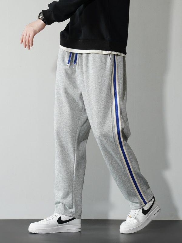 BamBam Men's Autumn And Winter Trendy Loose Side Striped Straight Trousers For Boys Wide-Legged Casual Sweatpants - BamBam