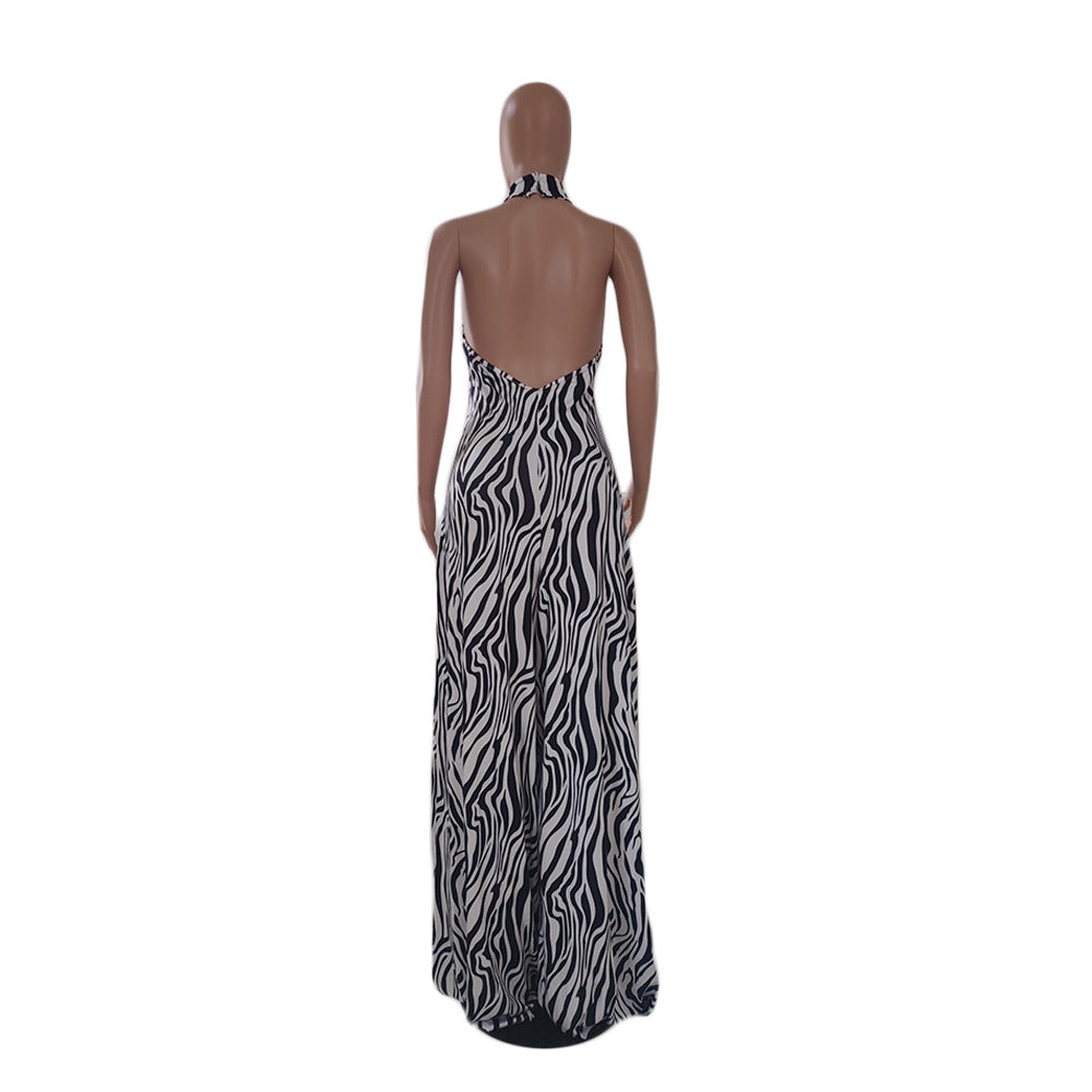 BamBam Plus Size Women Zebra Print Wide Leg Jumpsuit - BamBam Clothing