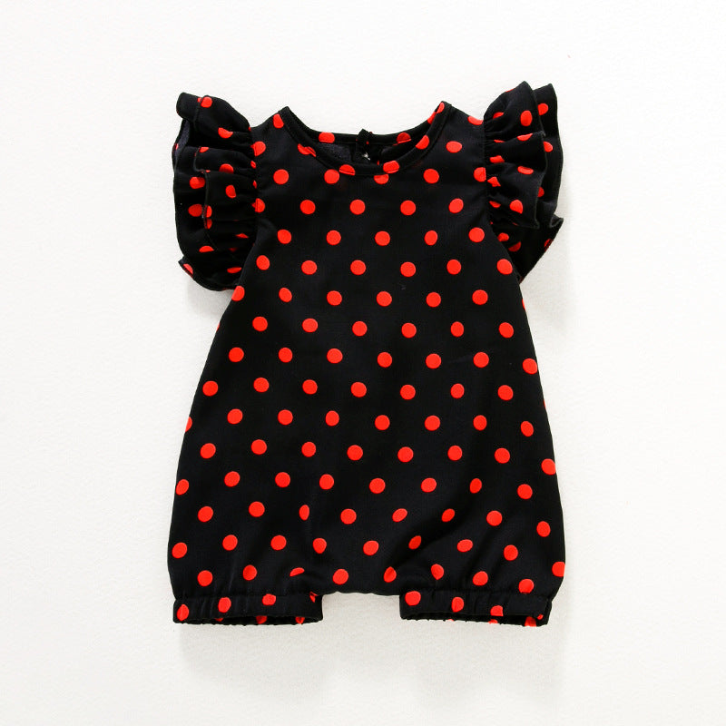 BamBam Baby Girl Round Neck Polka Dot Romper - BamBam