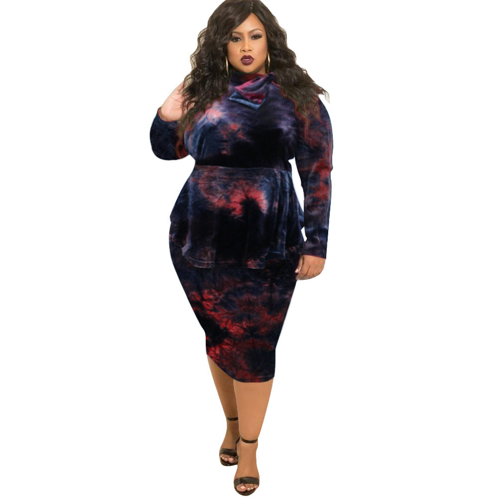 BamBam Plus Size Women Print Bow Bodycon Dress - BamBam