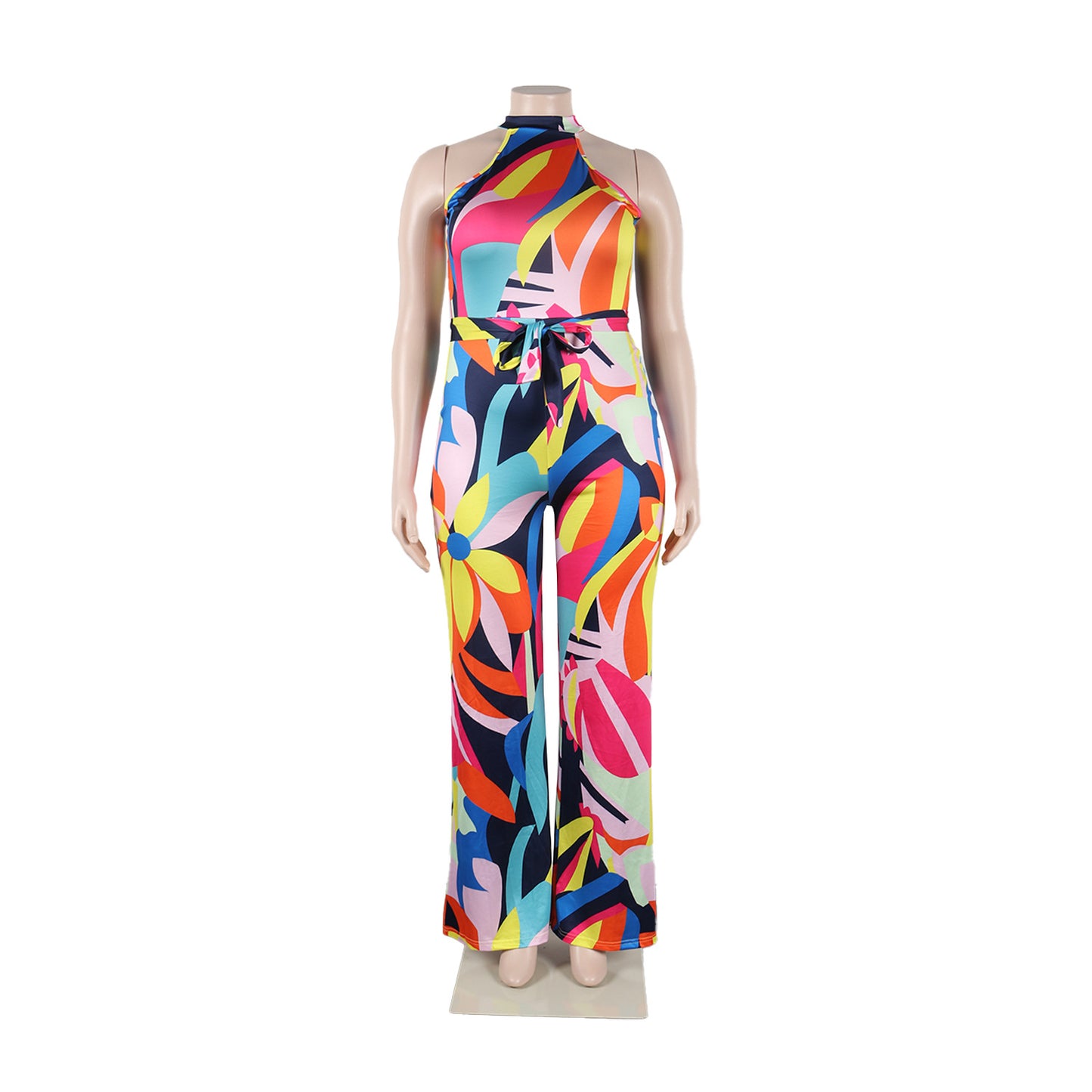 BamBam Sexy Print Halter Neck Sleeveless Jumpsuit - BamBam Clothing