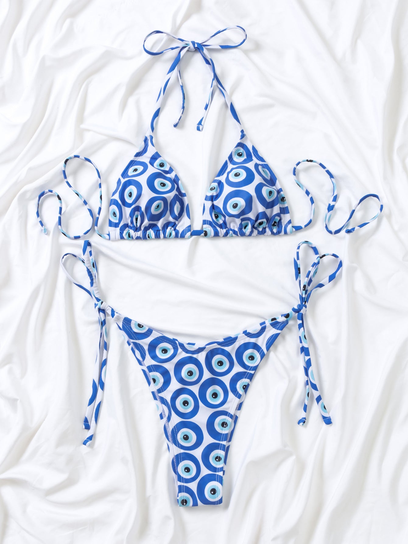 BamBam print tie triangle cup sexy Low Back bikini swimsuit - BamBam