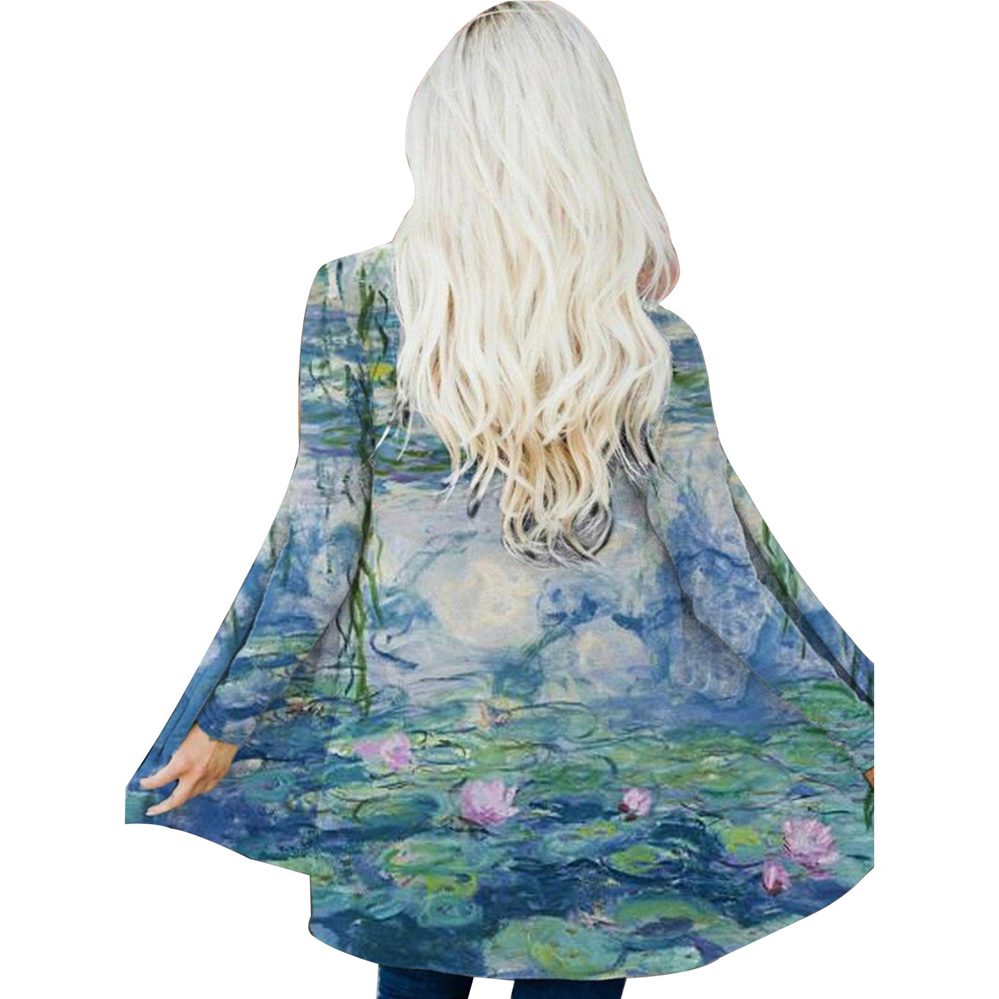 BamBam Women Landscape Print Casual Cape Jacket - BamBam