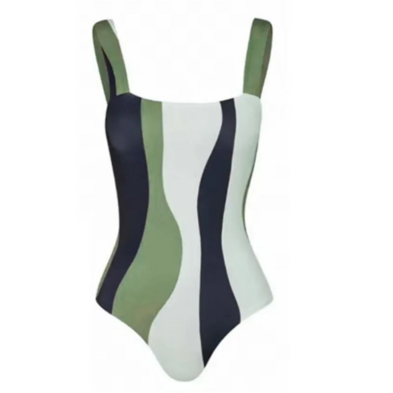 BamBam One-Piece Bikini Swimsuit With Sun Protection Mesh Skirt Beach Holidays Two Piece Swimwear Set For Women - BamBam