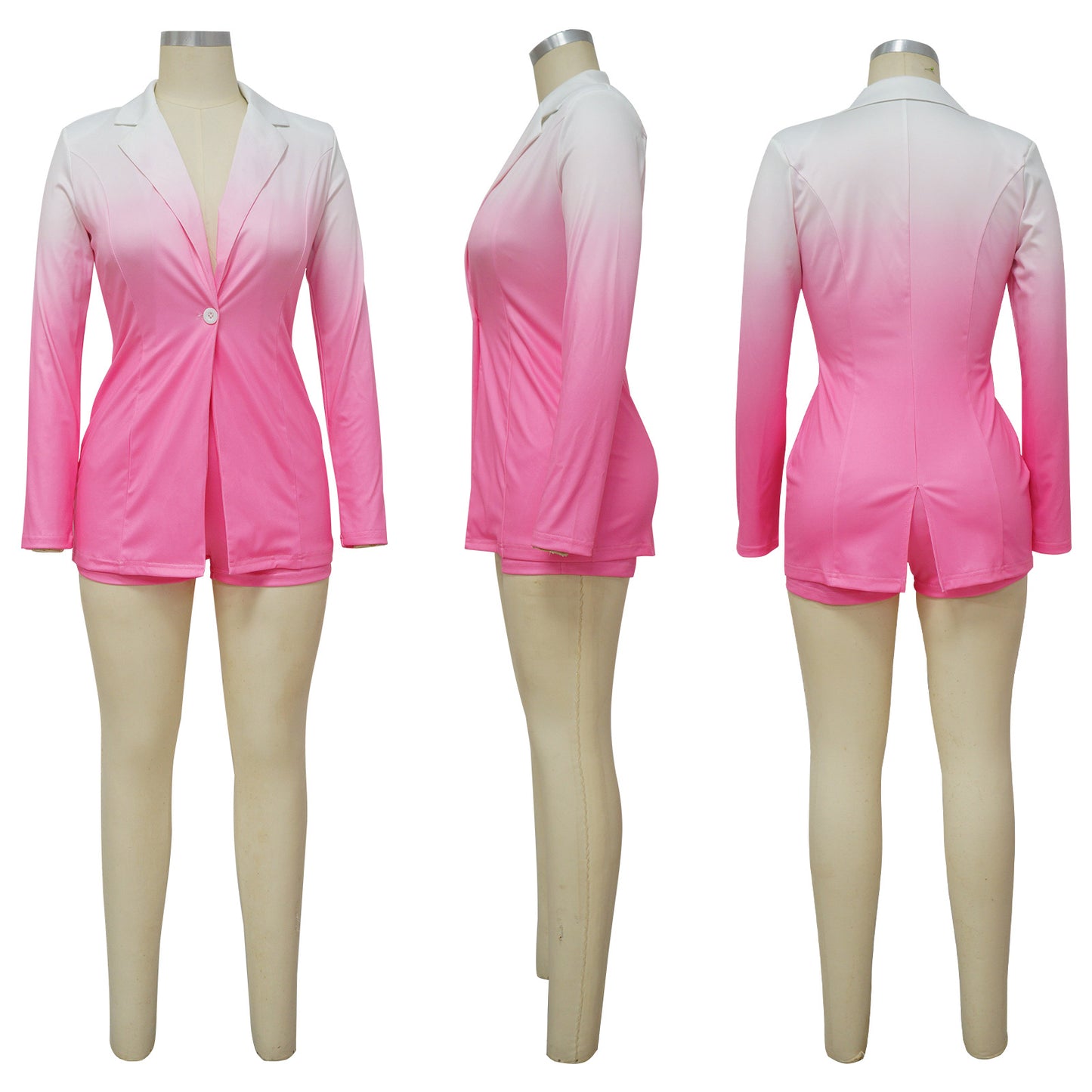 BamBam Shawl Collar Suit Long Sleeve Shorts Gradient Suit - BamBam Clothing