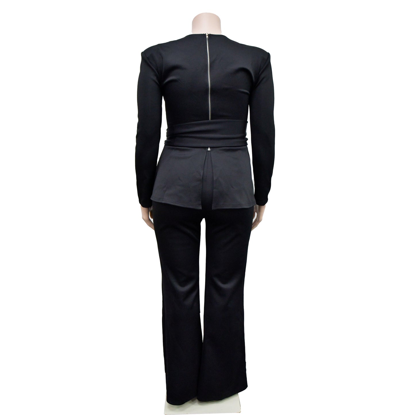 BamBam Fashion Women's Solid Color Long-Sleeved Trousers Jacket Suit Two-Piece Set - BamBam Clothing