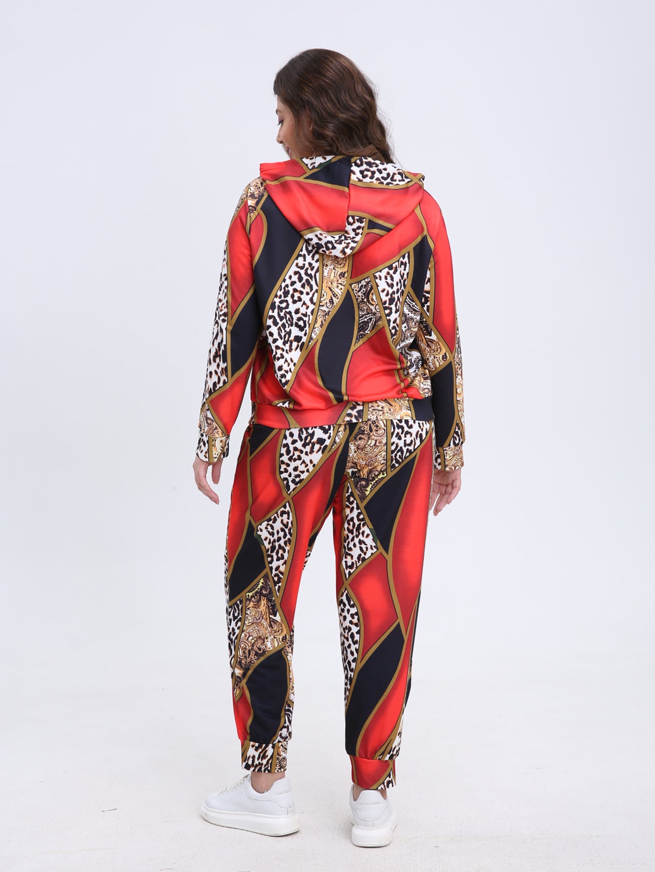 BamBam Plus Size Women Casual Print Hoodies and Pant Two-Piece Set - BamBam