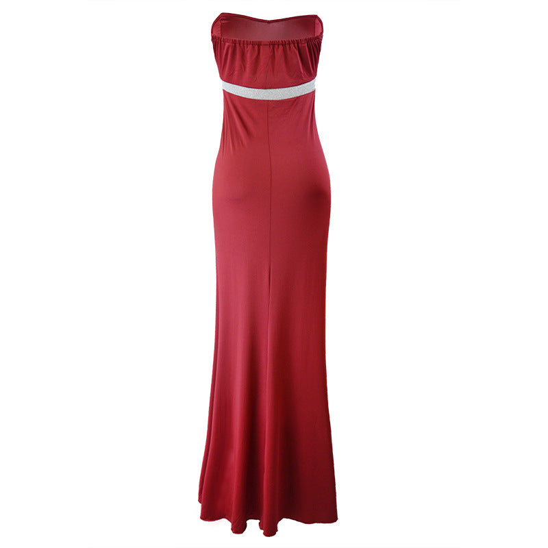 BamBam Women Sexy Chest Wrap Slit Evening Dress - BamBam Clothing