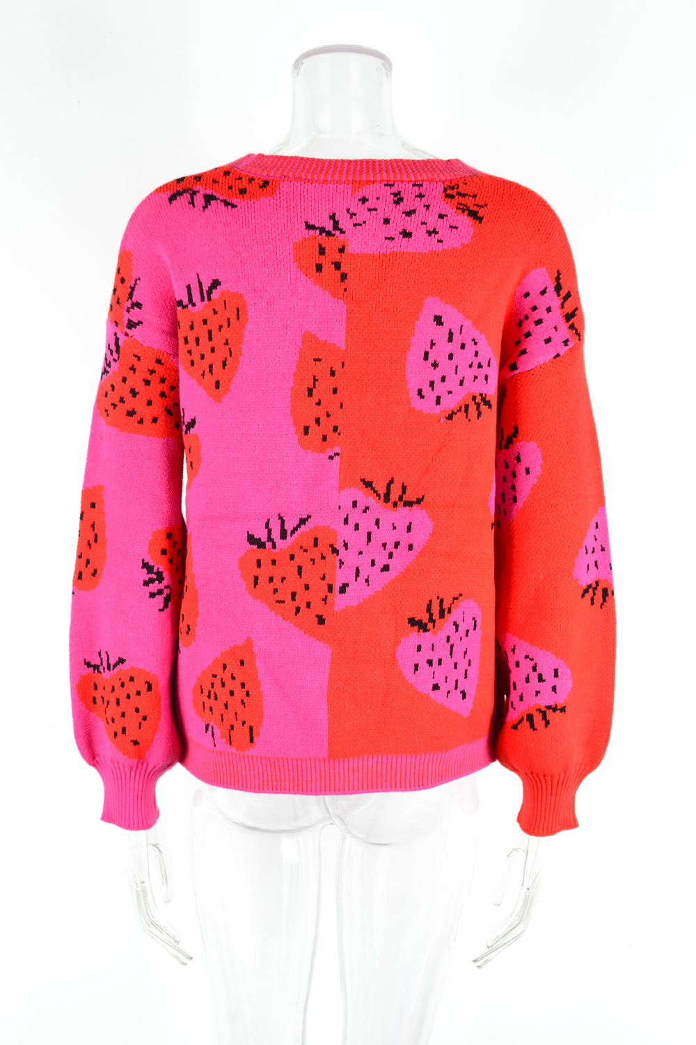 BamBam Women's Autumn Winter Sweater V-Neck Button Cardigan Strawberry Coat - BamBam